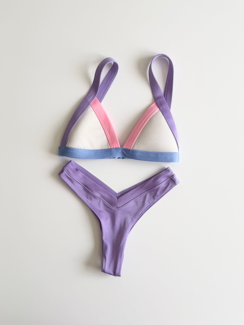 Oneone SMALL purple colorblock bathing suit swim bikini set